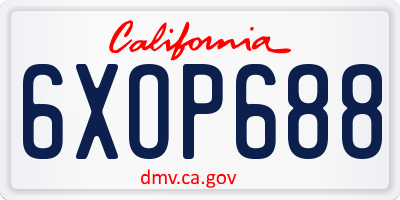 CA license plate 6XOP688