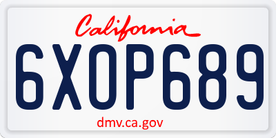 CA license plate 6XOP689