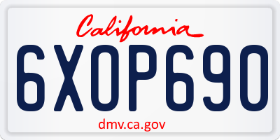 CA license plate 6XOP690
