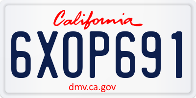 CA license plate 6XOP691