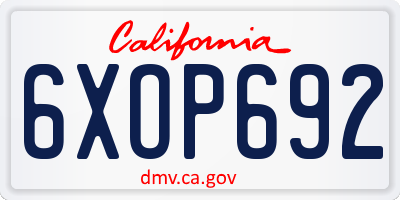CA license plate 6XOP692