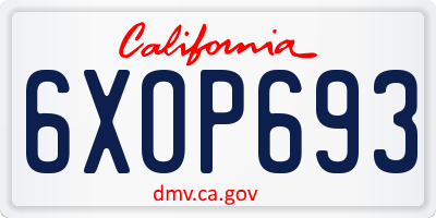 CA license plate 6XOP693