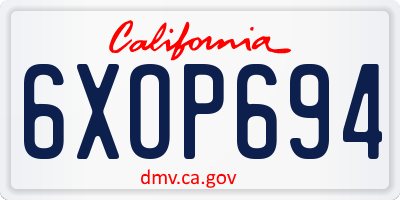 CA license plate 6XOP694