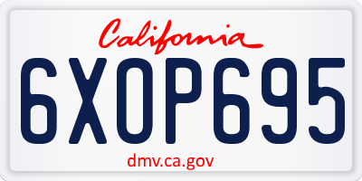 CA license plate 6XOP695