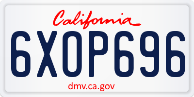 CA license plate 6XOP696