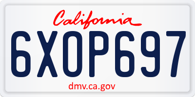 CA license plate 6XOP697