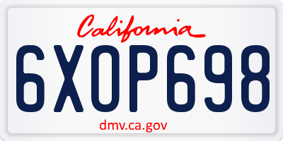 CA license plate 6XOP698