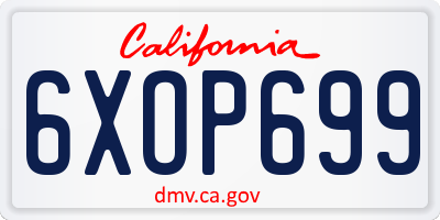 CA license plate 6XOP699