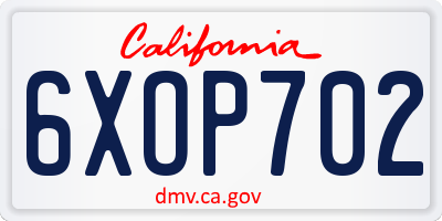 CA license plate 6XOP702