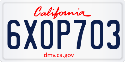CA license plate 6XOP703