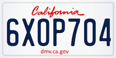 CA license plate 6XOP704