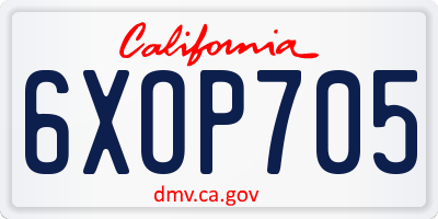 CA license plate 6XOP705