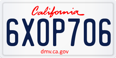 CA license plate 6XOP706