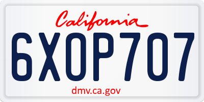 CA license plate 6XOP707
