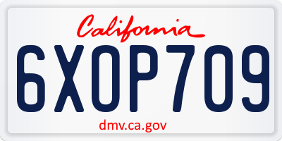 CA license plate 6XOP709