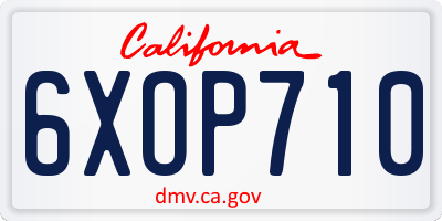 CA license plate 6XOP710