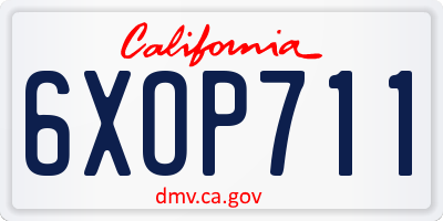 CA license plate 6XOP711