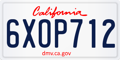 CA license plate 6XOP712