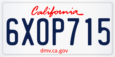 CA license plate 6XOP715