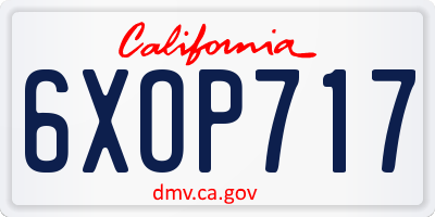 CA license plate 6XOP717