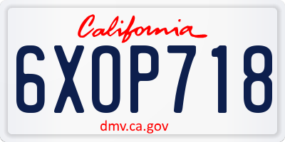 CA license plate 6XOP718