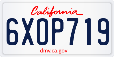 CA license plate 6XOP719