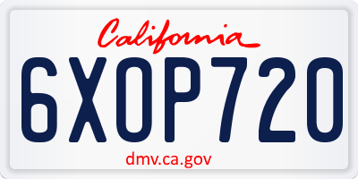 CA license plate 6XOP720