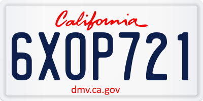 CA license plate 6XOP721