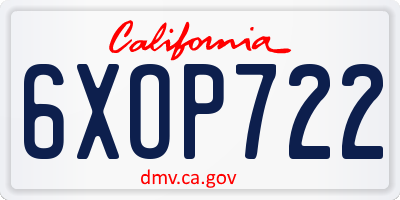 CA license plate 6XOP722
