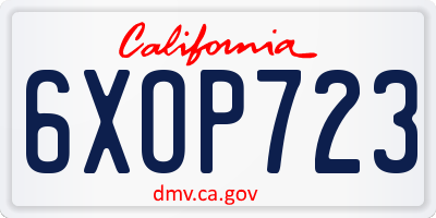 CA license plate 6XOP723