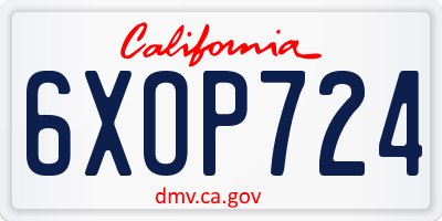 CA license plate 6XOP724