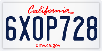 CA license plate 6XOP728