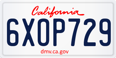 CA license plate 6XOP729