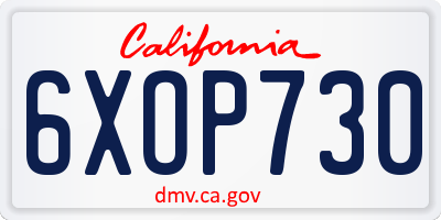 CA license plate 6XOP730