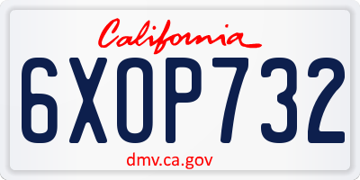 CA license plate 6XOP732