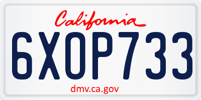 CA license plate 6XOP733