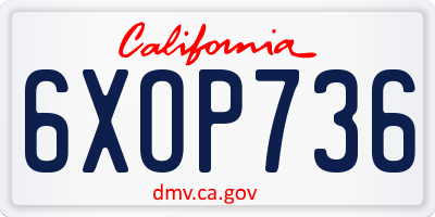 CA license plate 6XOP736