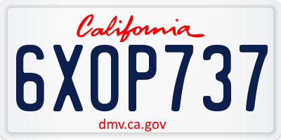 CA license plate 6XOP737