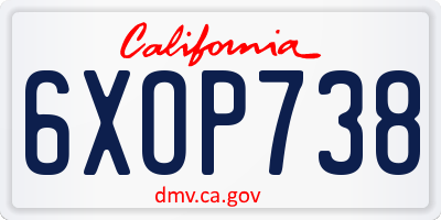 CA license plate 6XOP738