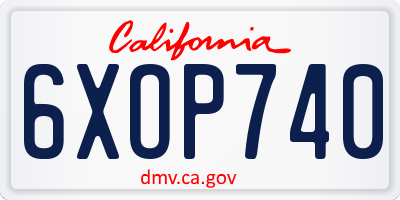CA license plate 6XOP740