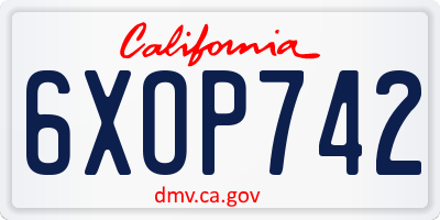 CA license plate 6XOP742