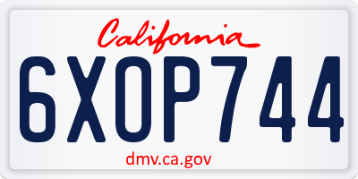 CA license plate 6XOP744