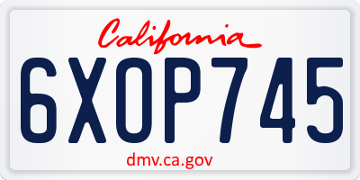 CA license plate 6XOP745