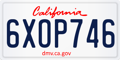 CA license plate 6XOP746
