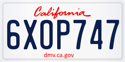 CA license plate 6XOP747