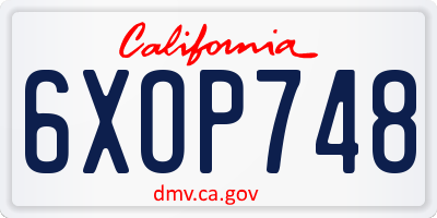 CA license plate 6XOP748