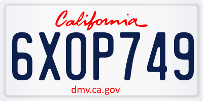 CA license plate 6XOP749