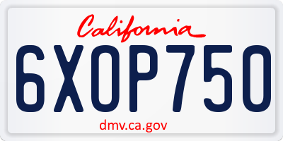 CA license plate 6XOP750