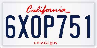 CA license plate 6XOP751