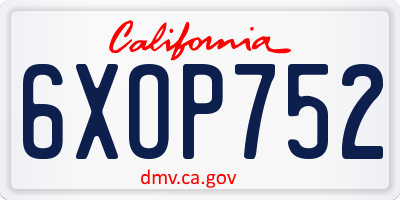 CA license plate 6XOP752